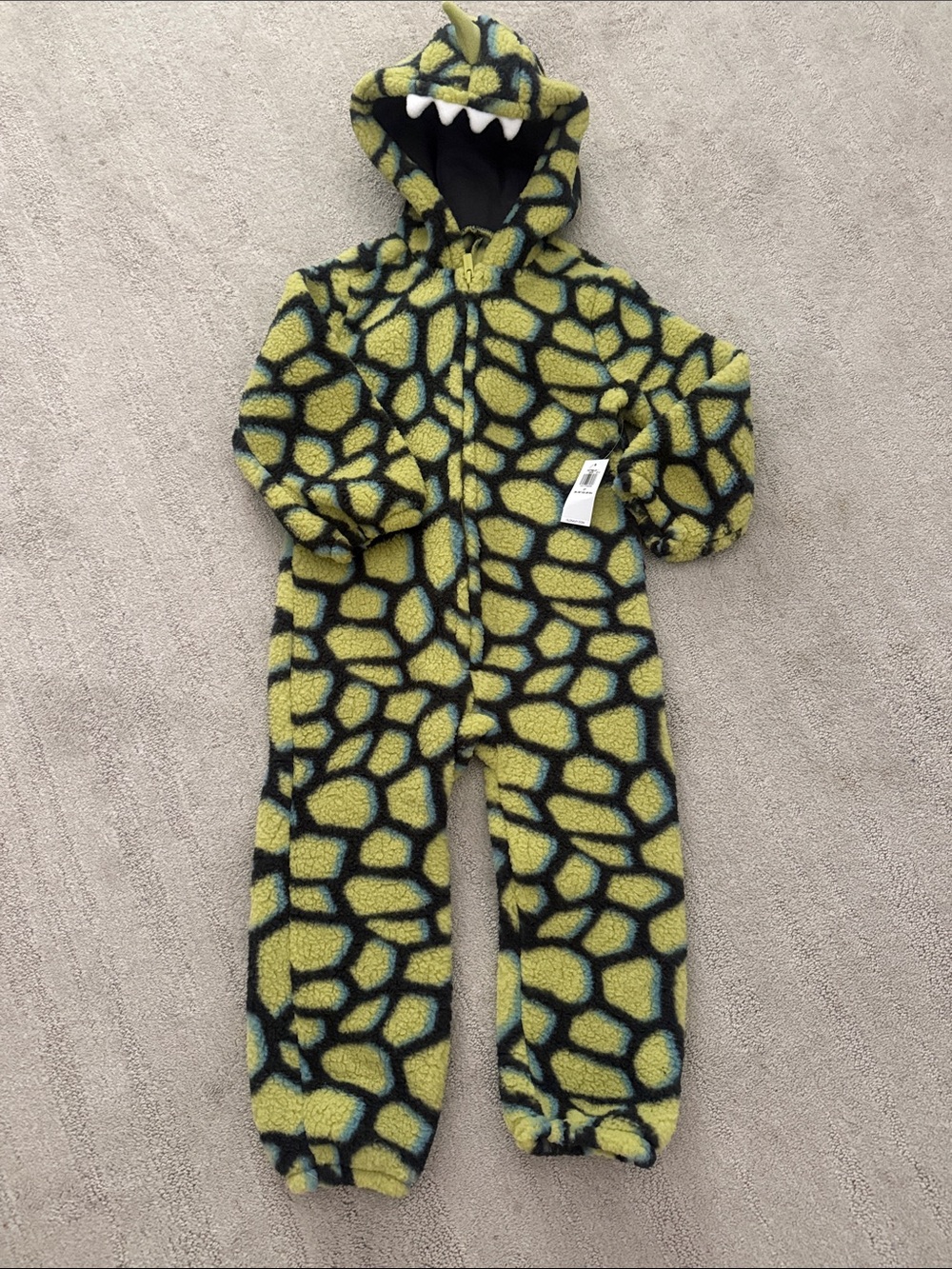Old Navy Yellow & Black Dino Hooded Fleece One-Piece
